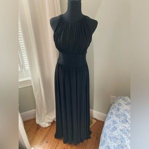 JS Boutique Gown, Black, Halter Neck Beaded Waist, Size 2, Prom